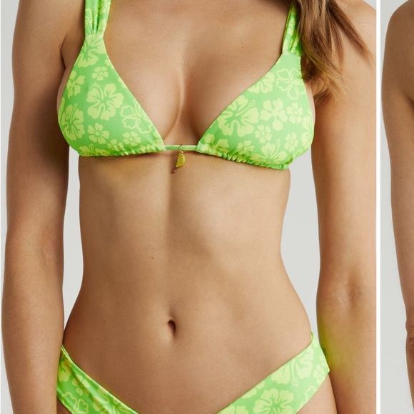 Kulani Kinis Green and Yellow Ruched Bikini Top NWT size small - Picture 7 of 16